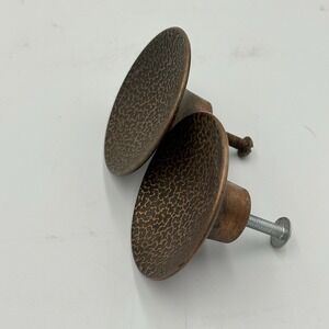 Hammered Copper Drawer Pulls - 2" Cabinet Vintage Set 2 Round